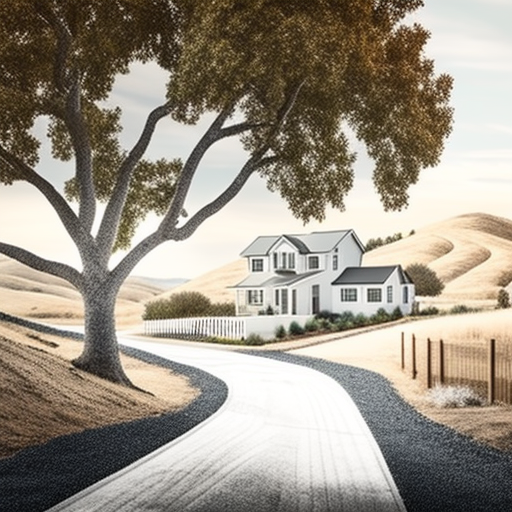 Modern farmhouse on sloping field in San Francisco Bay.