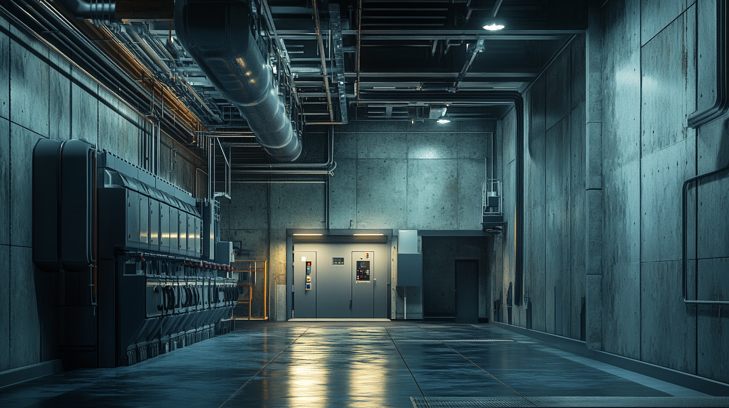 Modern generator room in factory with empty environment.