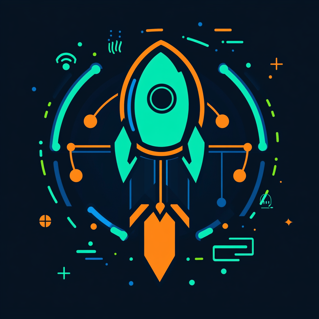 Modern icon symbolizing Production App Environment with globe, rocket, shield