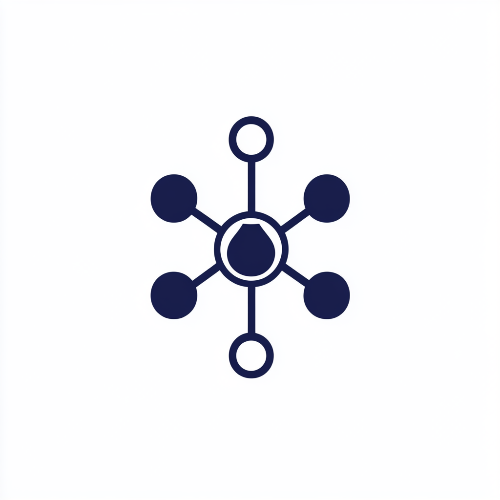 Modern indigo symbol for tech innovator on white background.