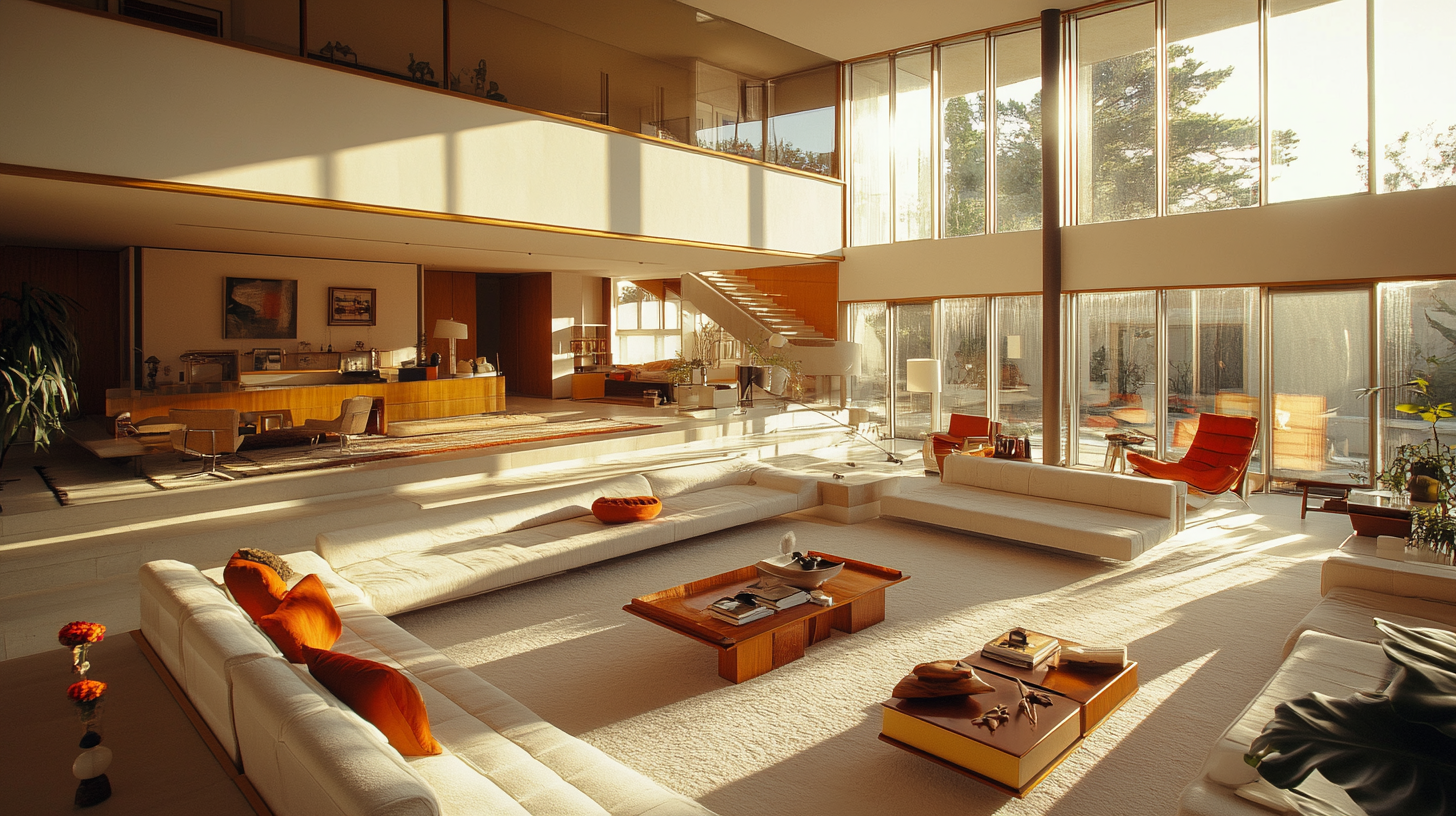 Modern living room with mid-century style furniture.