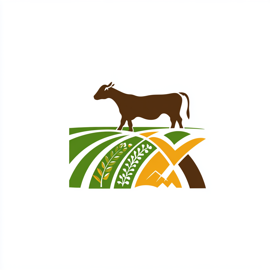 Modern logo with 'Agropec X' text, farm landscape theme.