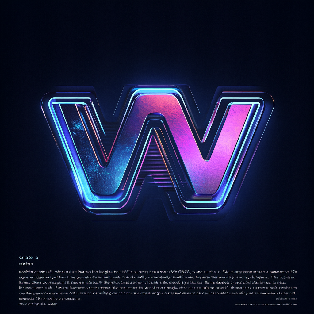 Modern logo with text 'WAV三,' merging E and 3 visually.