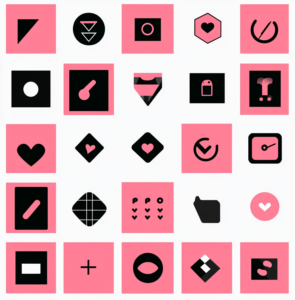 Modern pink and black startup logos grid