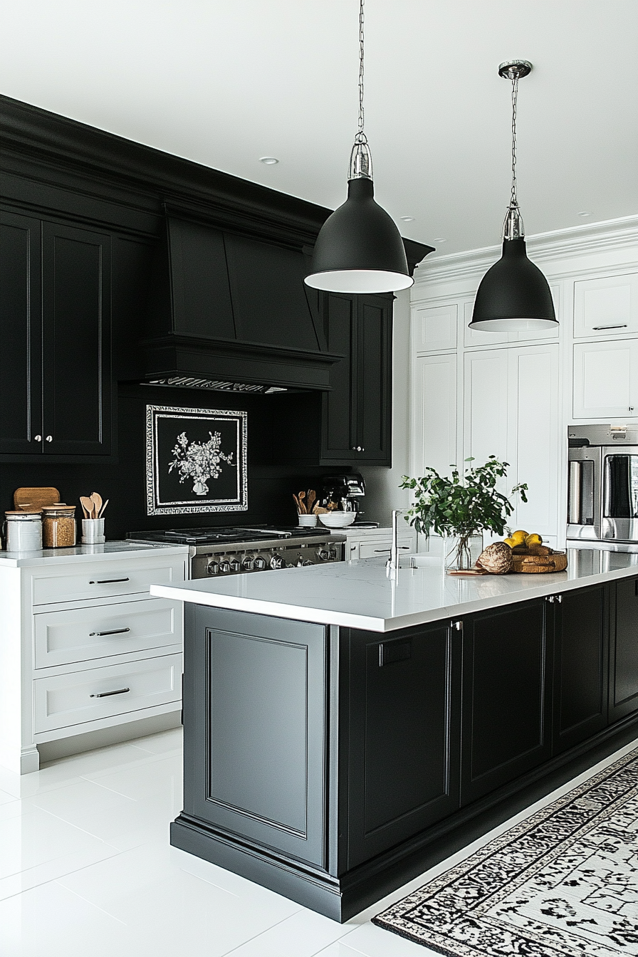 Monochrome Statement Kitchen: Black & White Visual Contrast