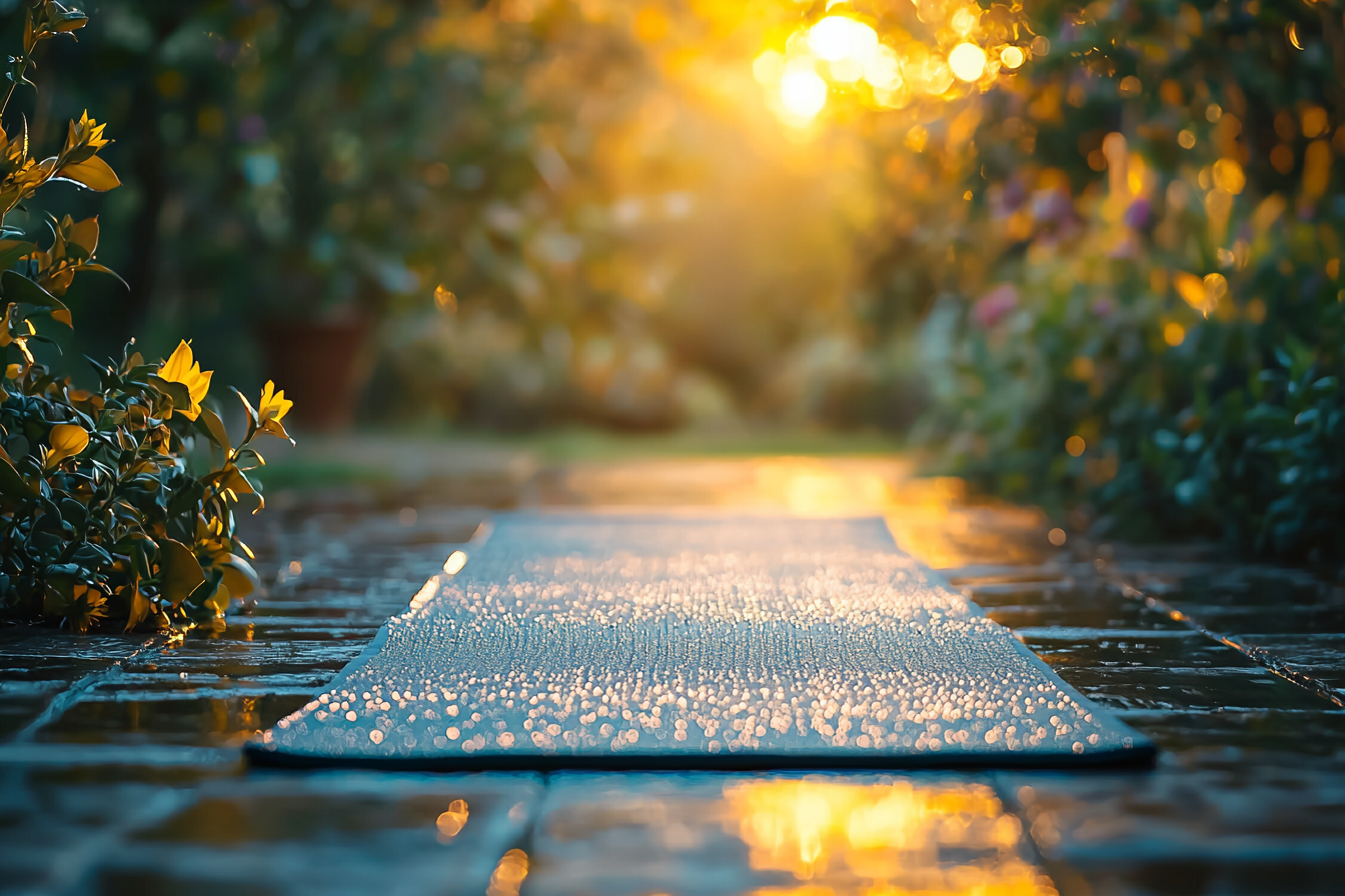 Morning Yoga Mat in Serene Outdoor Setting