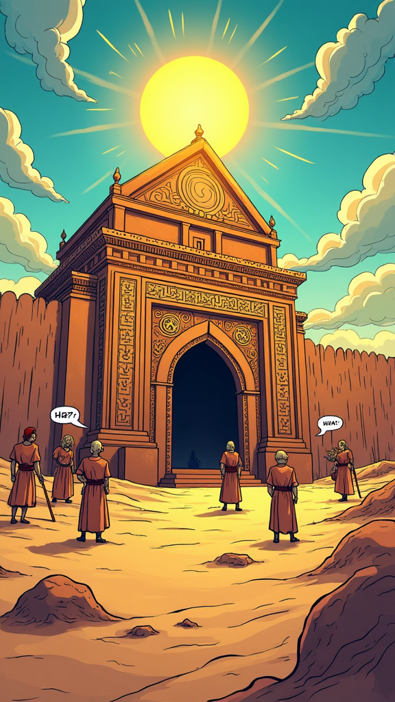 Moses and Israelites in Desert Comic Illustration