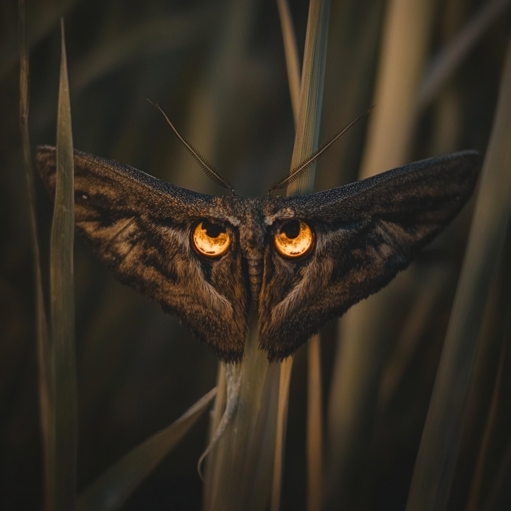 Moth in a Picture by the Reeds