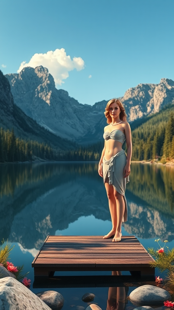 Mountain Lake Reflection with Aphrodite - Stock Photo