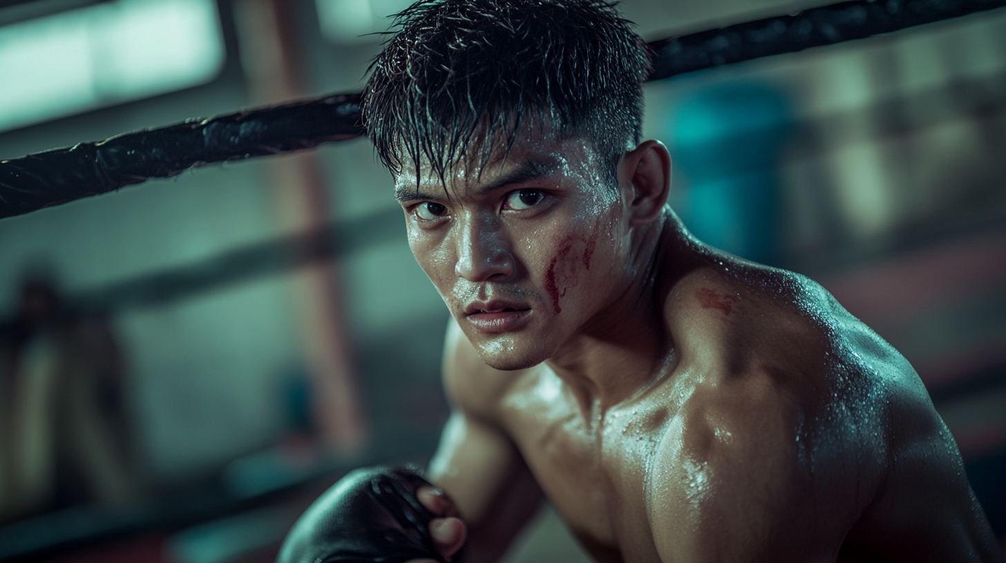 Muay Thai fighter leaving ring after victory