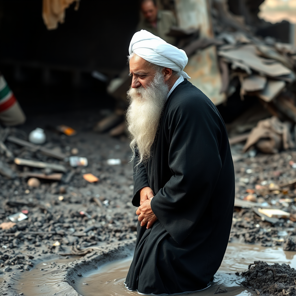 Mullah Shia Knee-deep in Mud After Bomb