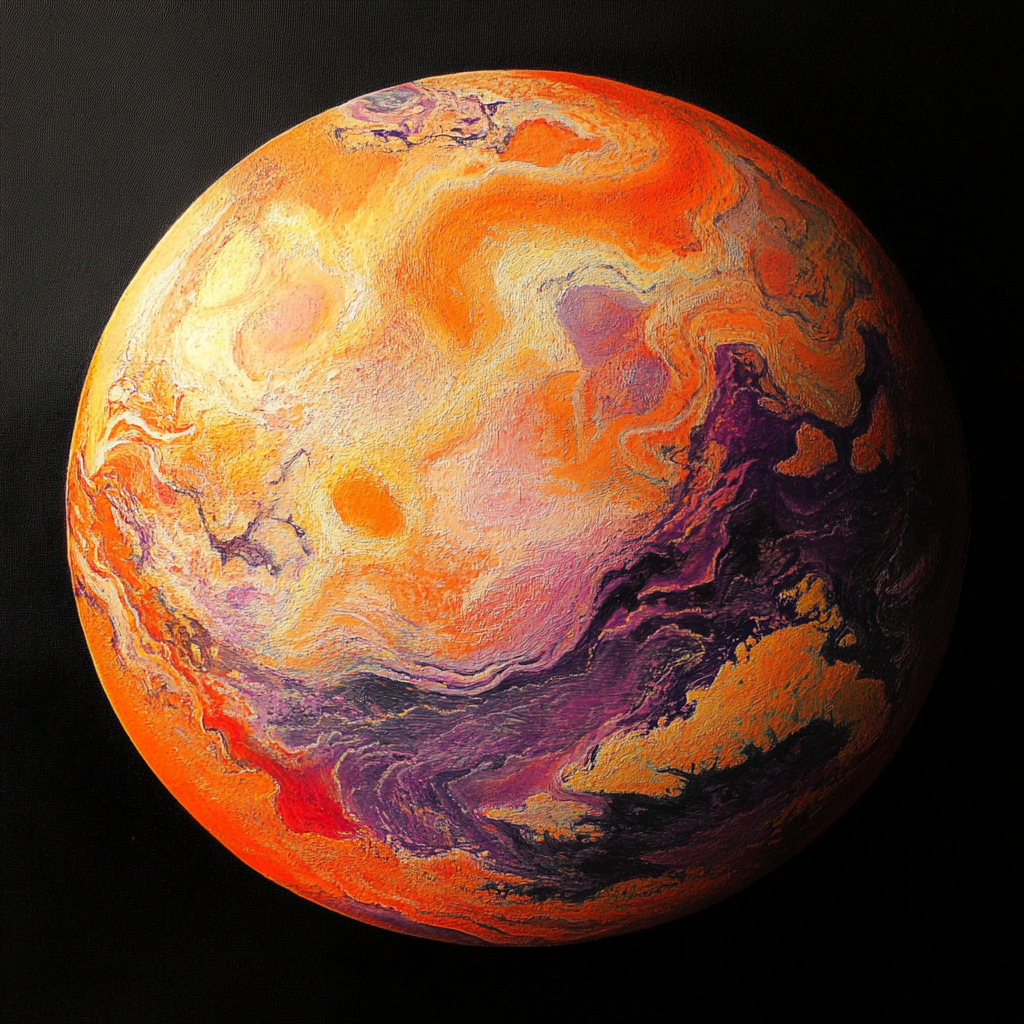 Multicolored Continents on Orange New Planet