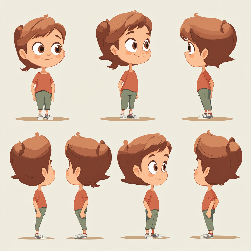 Mum in different poses, cartoon style, small body.