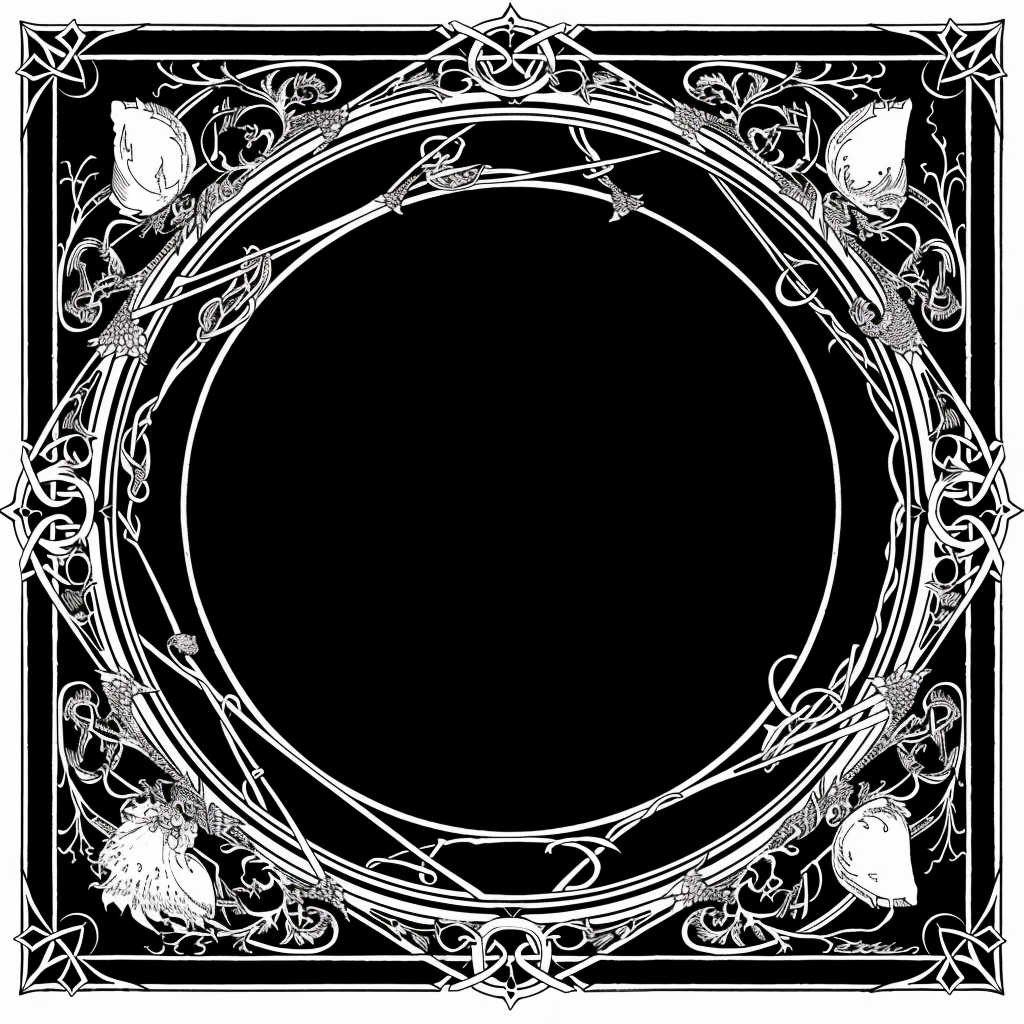 Music inspired black metal art nouveau border concept.