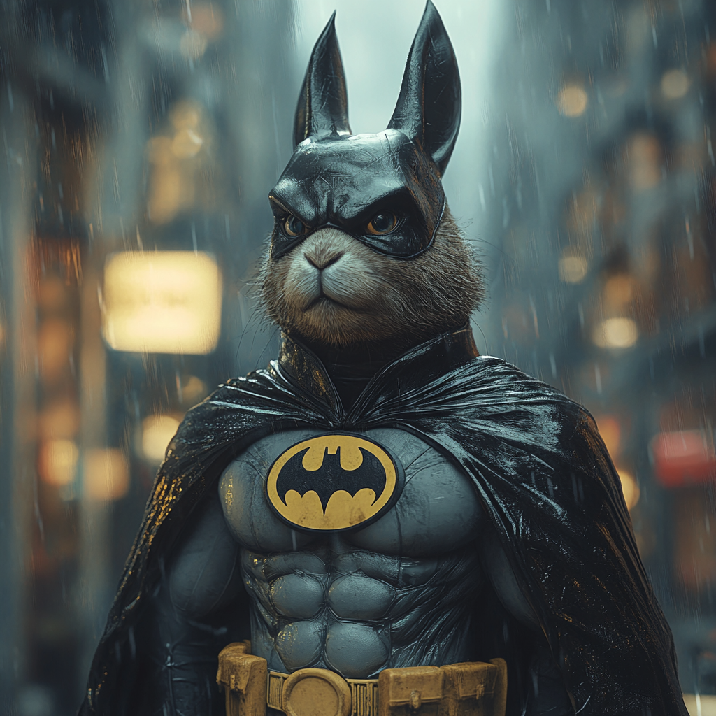 Mutant Rabbit Batman in Gotham City