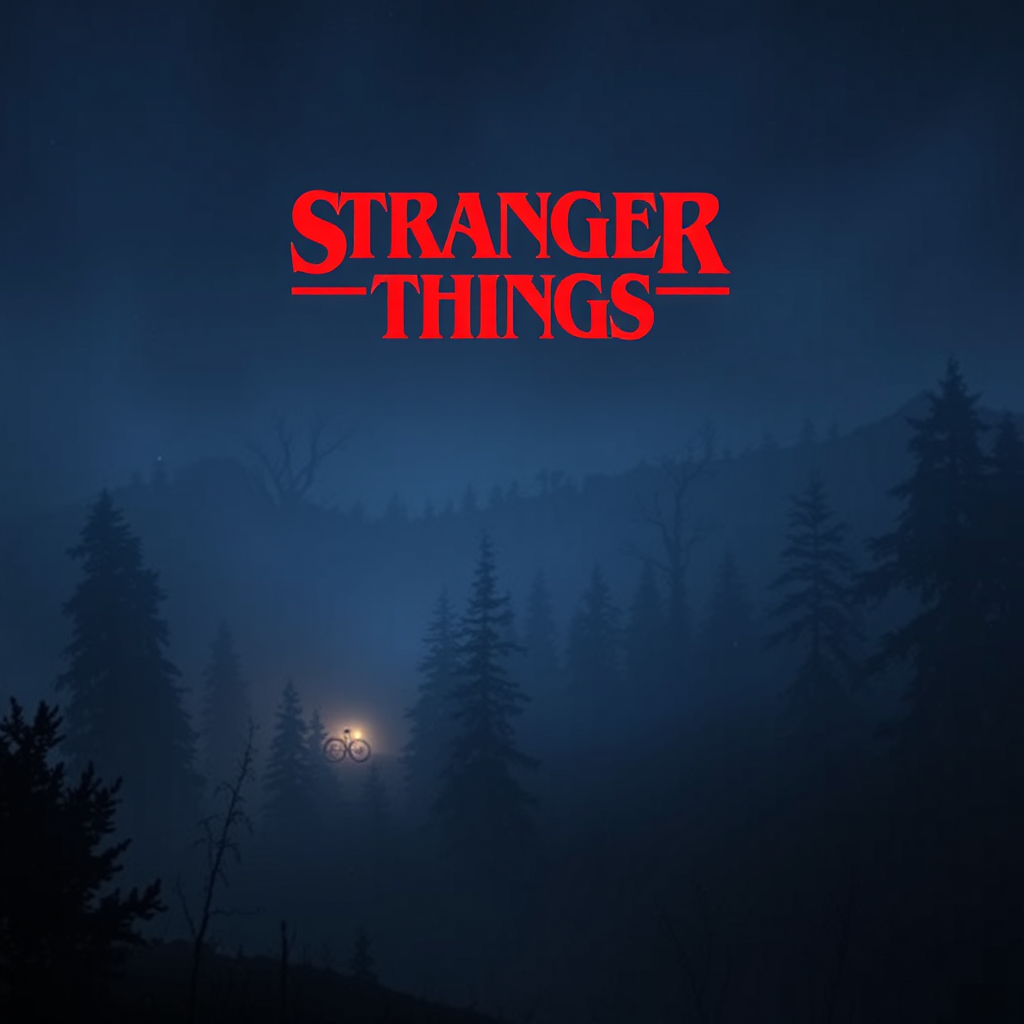 Mysterious 'Stranger Things' forest wallpaper: eerie night scene