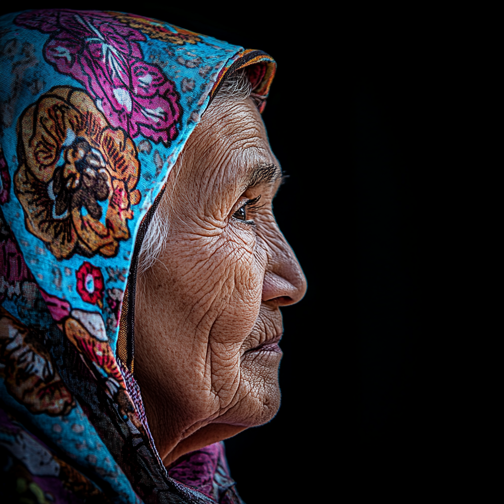 Mysterious Asian woman prophet wearing old hooded cloak