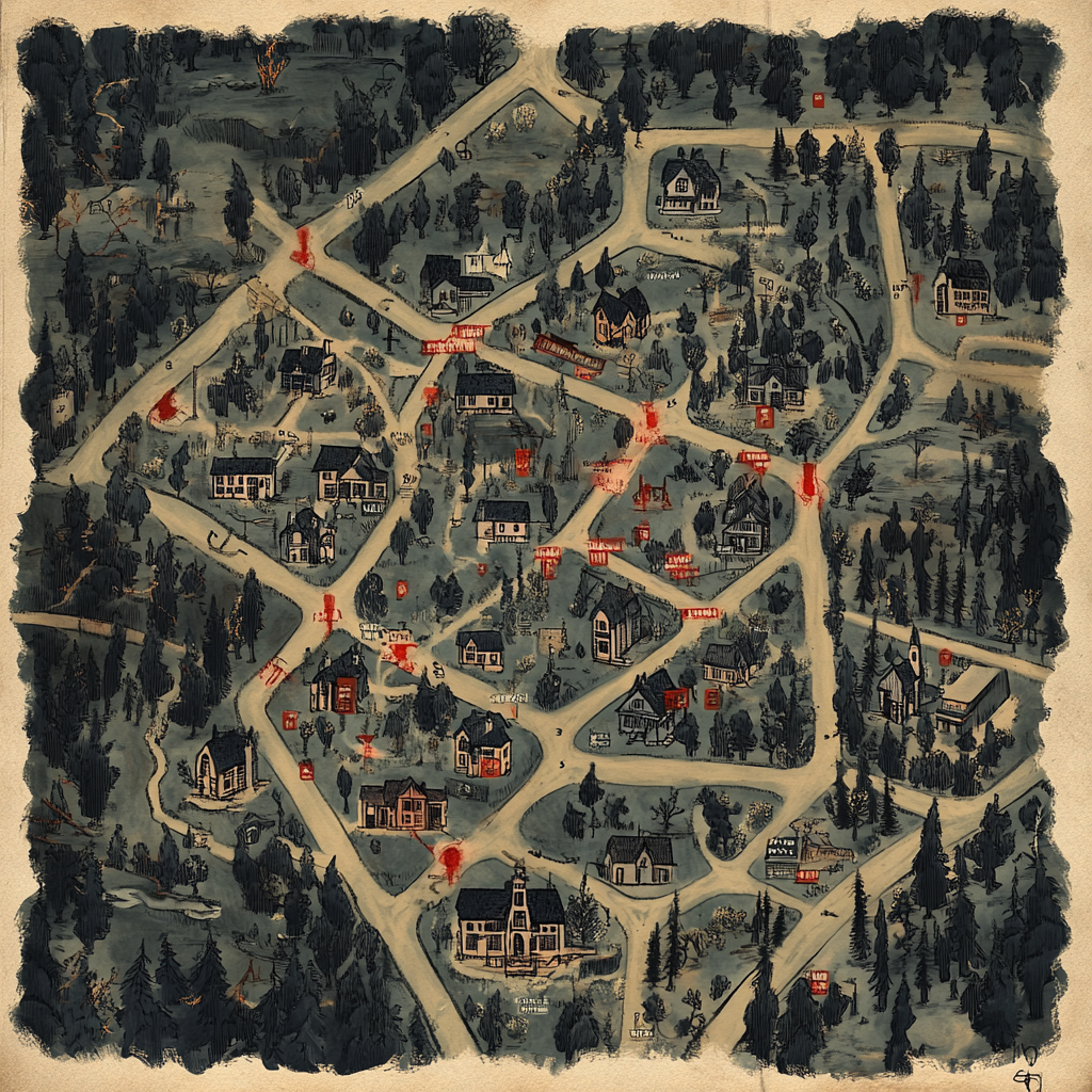 Mysterious Map: Willow's Edge, 1980s Town Retro Feel