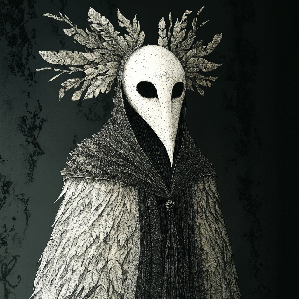 Mysterious Puppet Figure in Edward Gorey's Style