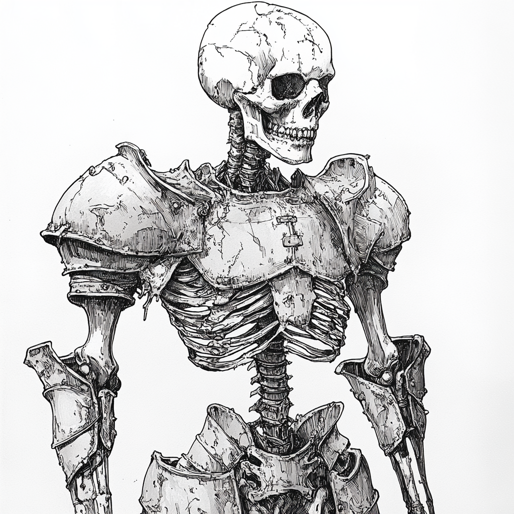 Mysterious armored skeleton in Gothic style