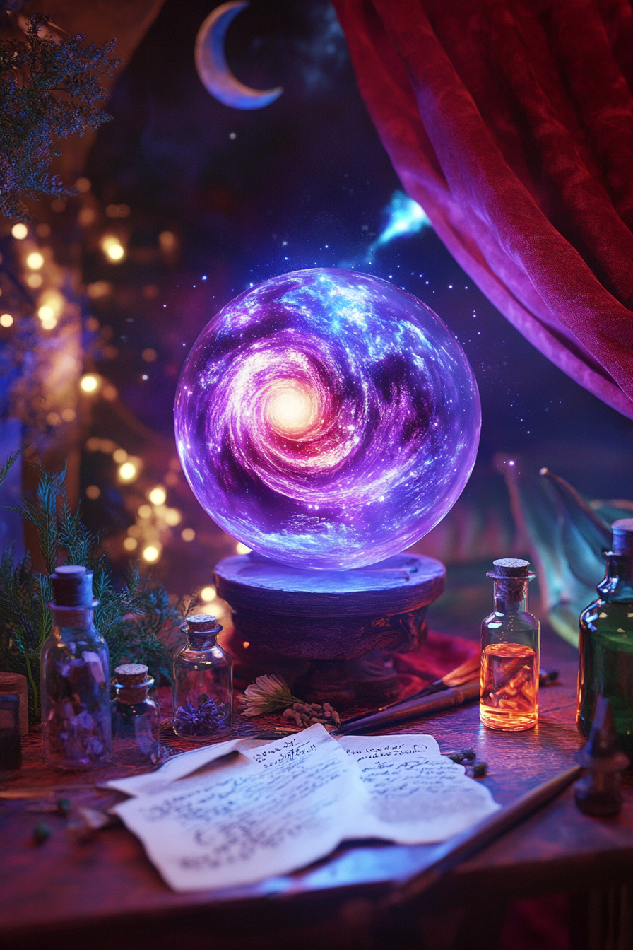 Mystical Crystal Ball with Galaxy Inside