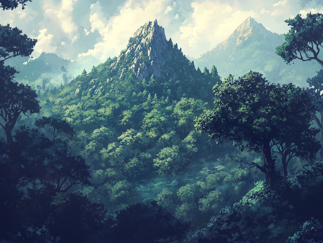 Mystical Forest with Short Mountain Range