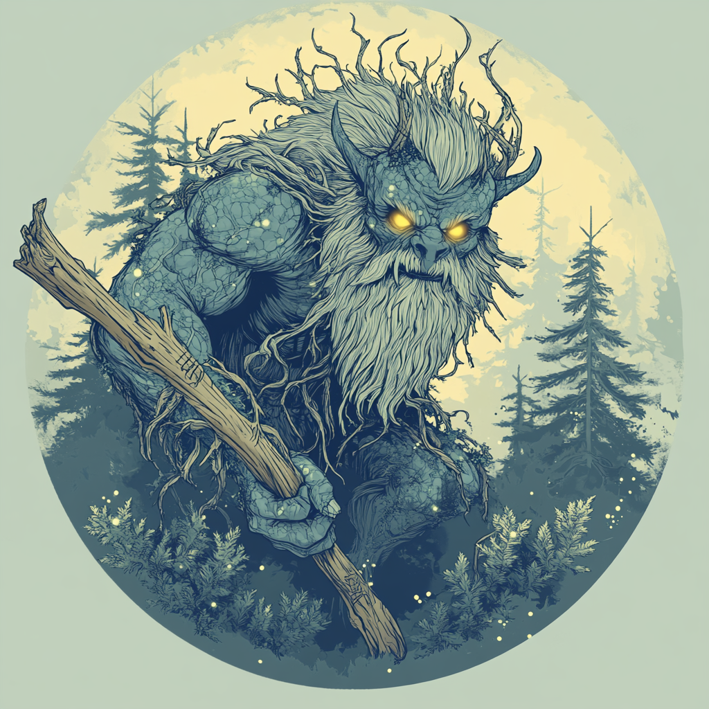 Mystical Scandinavian troll design for T-shirt