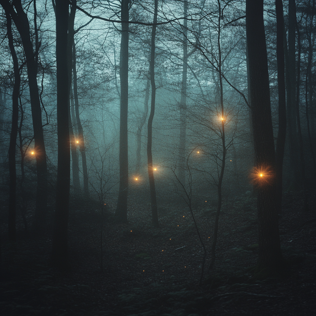 Mystical Twilight Forest with Glowing Spirits 