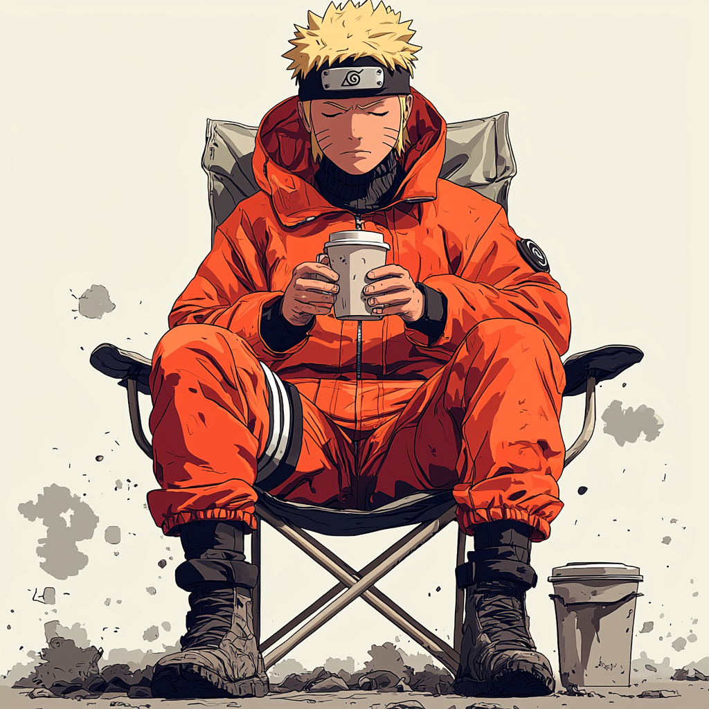 Naruto Drinking Coffee in Kyoto