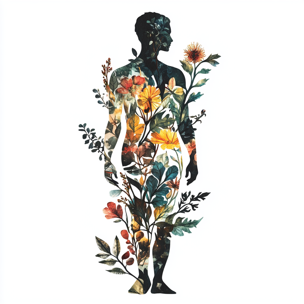 Nature Inside Us: Human Silhouette with Floral Design