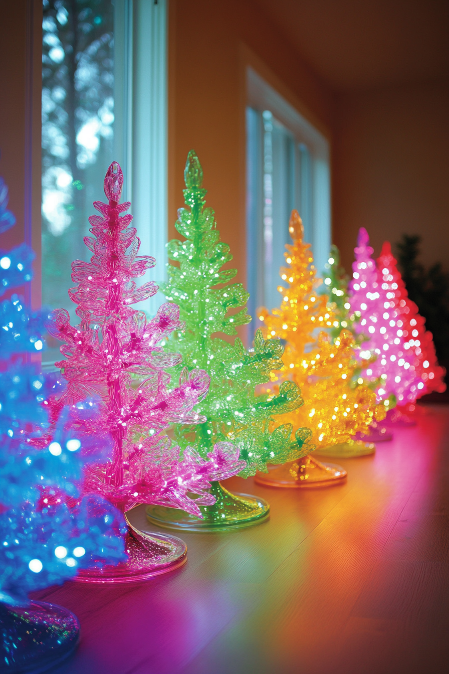 Neon Christmas Trees in a modern, urban setting