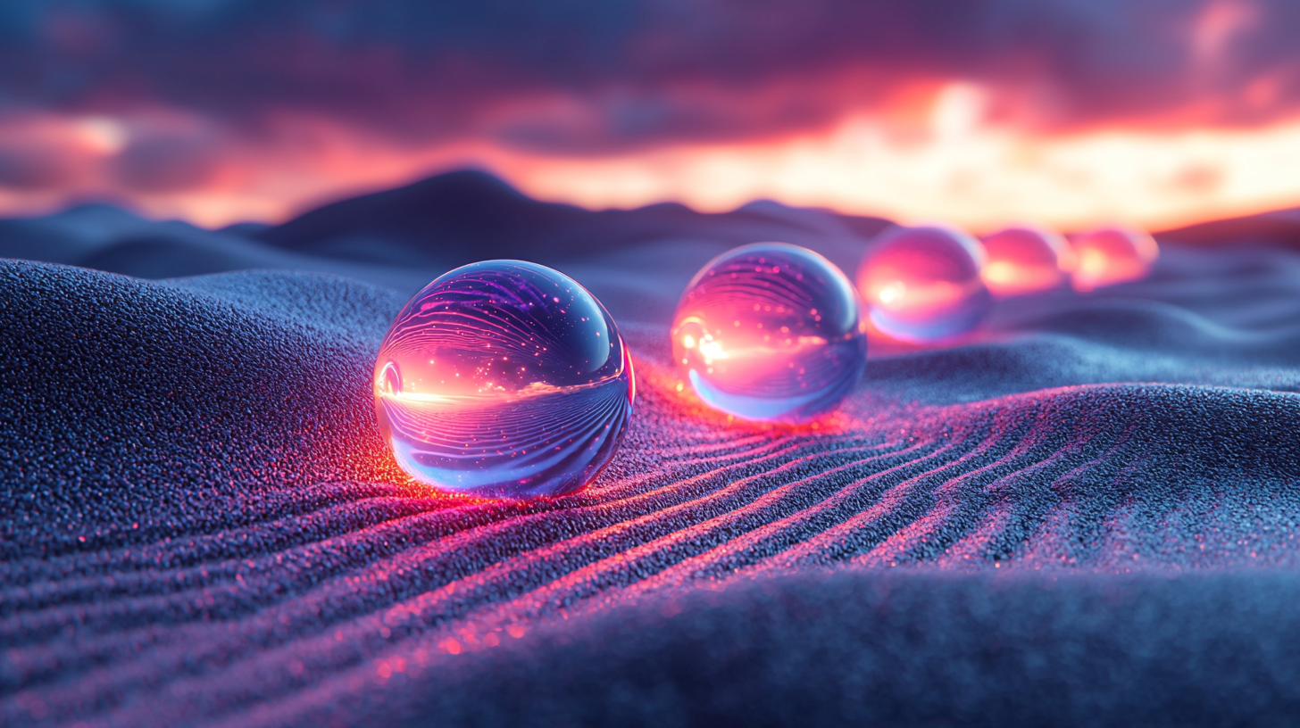 Neon Marbles Floating in Psychedelic Synthwave Void