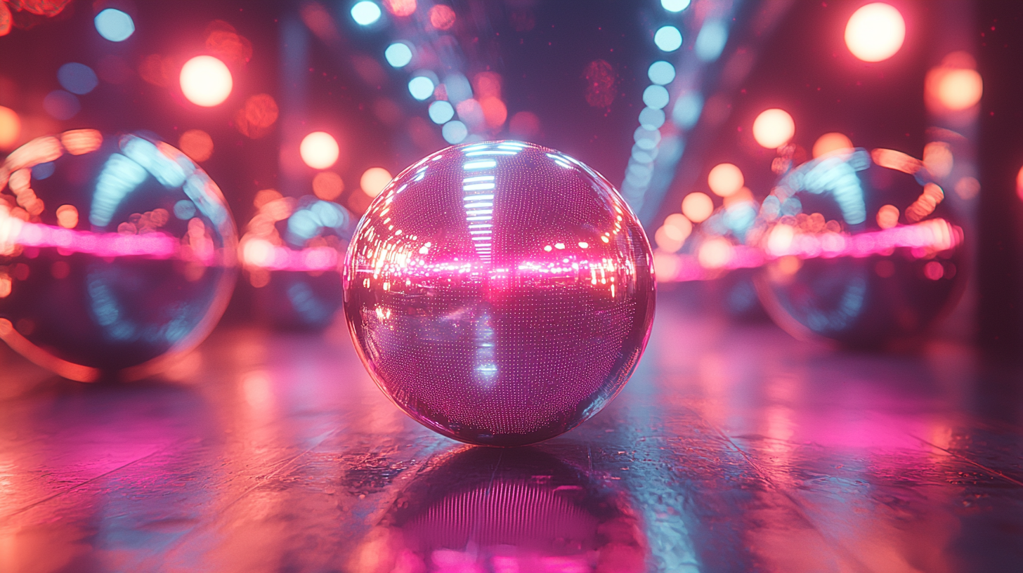 Neon Metal Balls in Psychedelic Disco Void