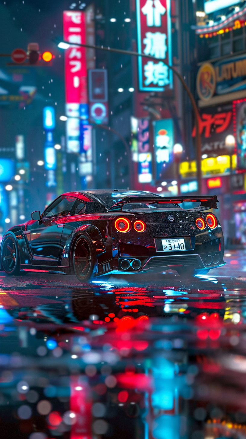 Neon Night Race Nissan Skyline GT-R Spoilers Motion