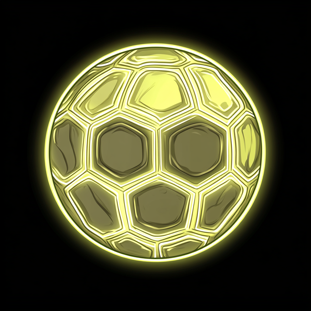 Neon Yellow Soccer Ball Like Turtle Shell, Cartoon Style