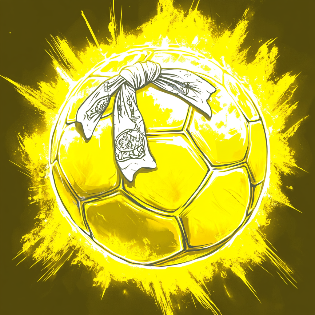 Neon yellow and white turtle shell soccer ball.