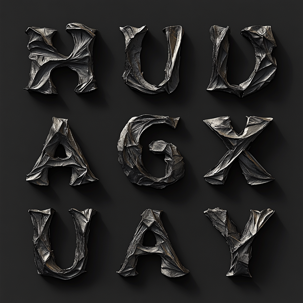 New Alphabet with Organic Shapes and Serif Style