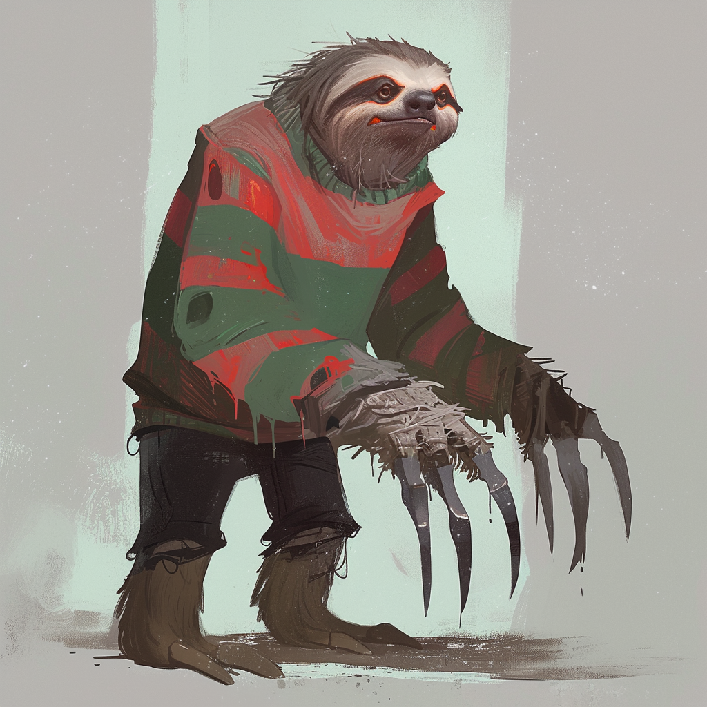 Nightmare Slasher Sloth: Freddy Krueger-inspired Terrifying Character