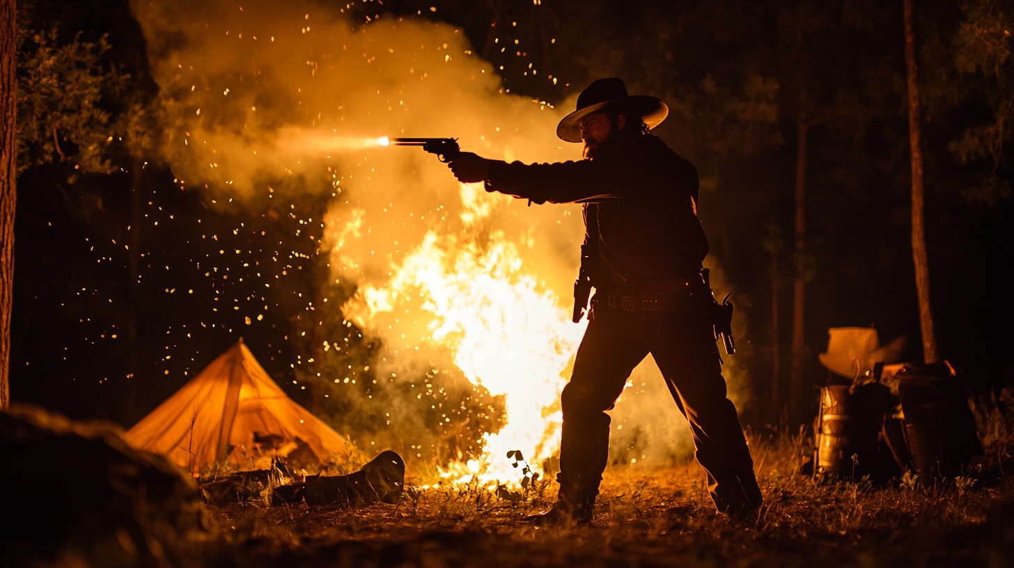 Nighttime Duel in Dark Forest Campground