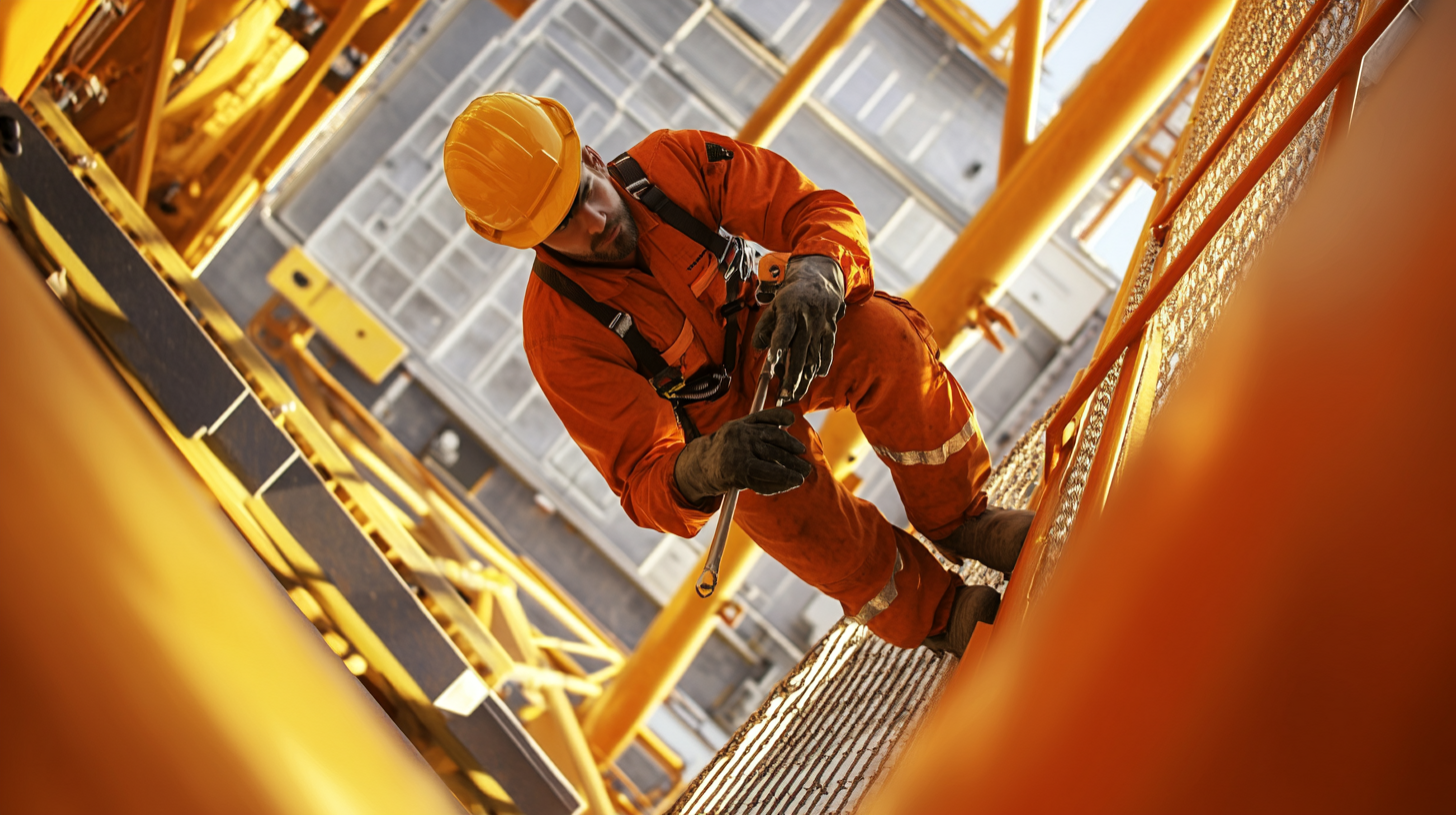 Oil rig worker looking at camera, isolated pose.