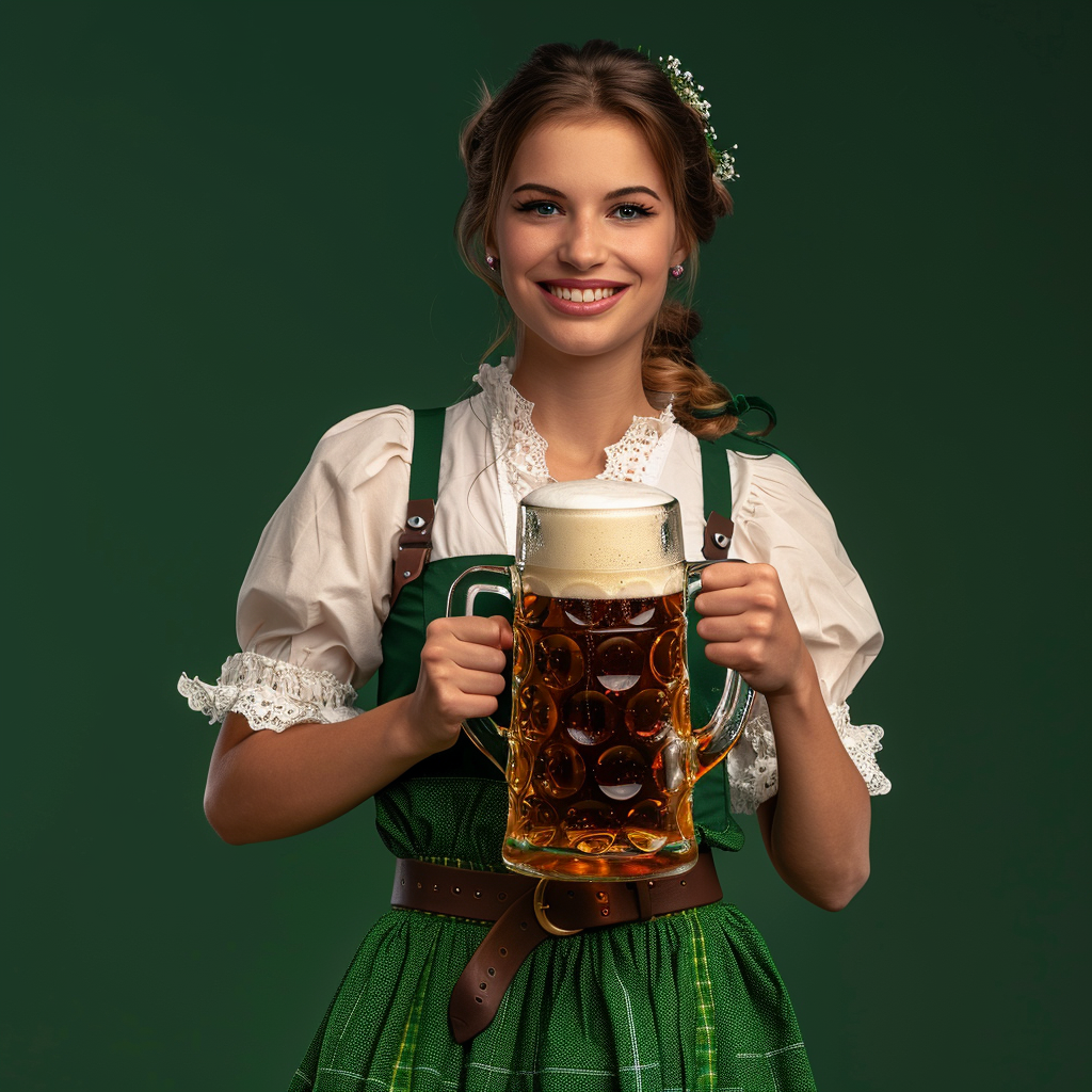 Oktoberfest Beer Maid Woman Holding Beer Mug