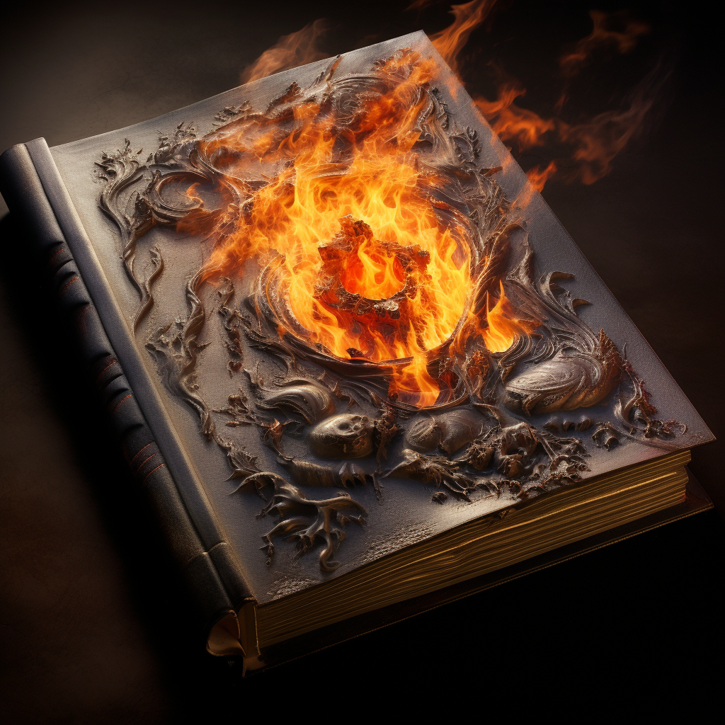 Old Book in Fiery Flames