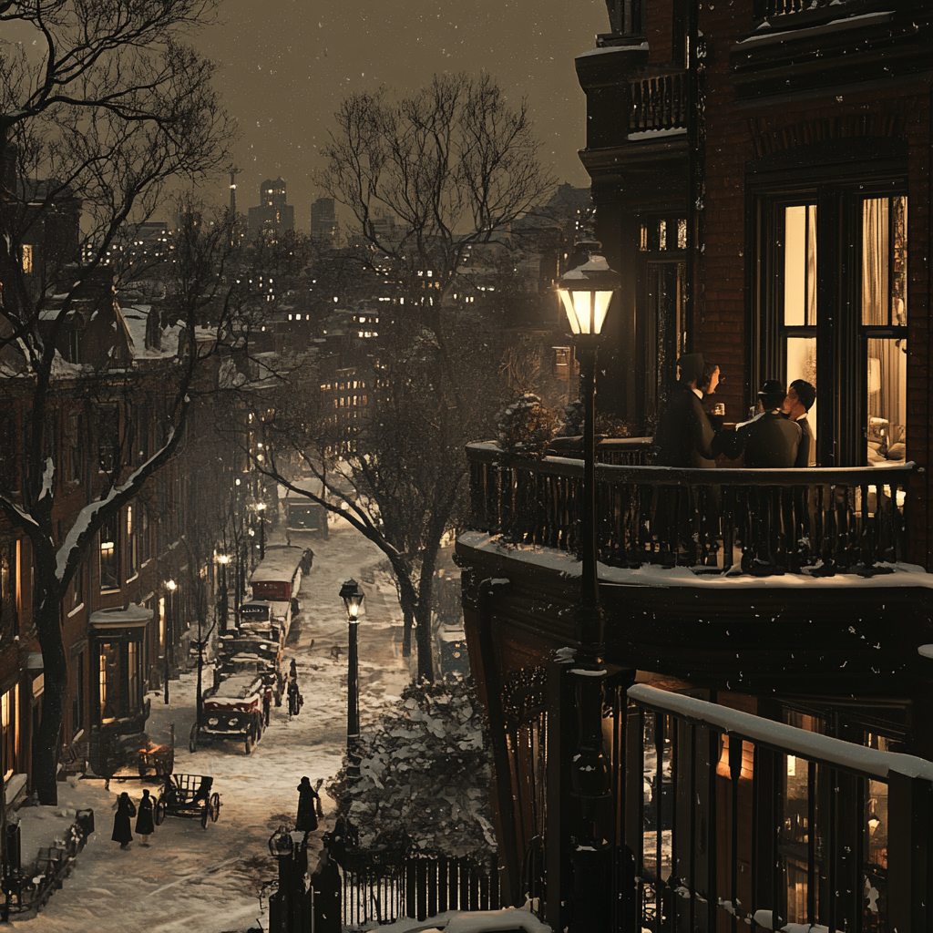 Old Boston in the 1900s with sea views.