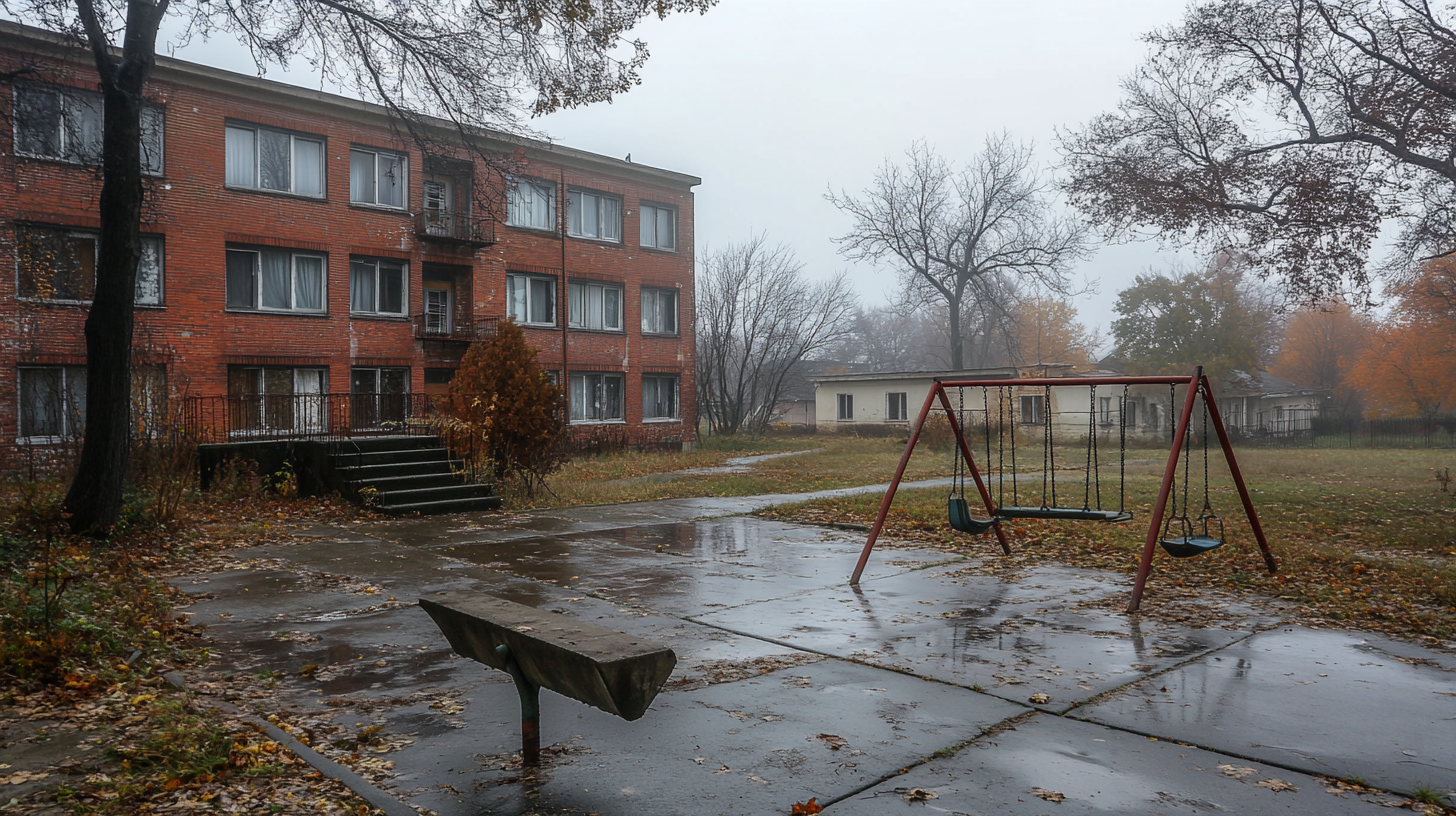 Old Decaying Apartment on a Gloomy Day