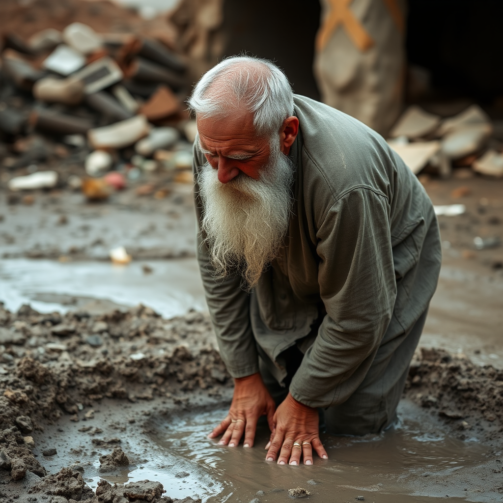 Old Shia Leader in Mud After Explosion