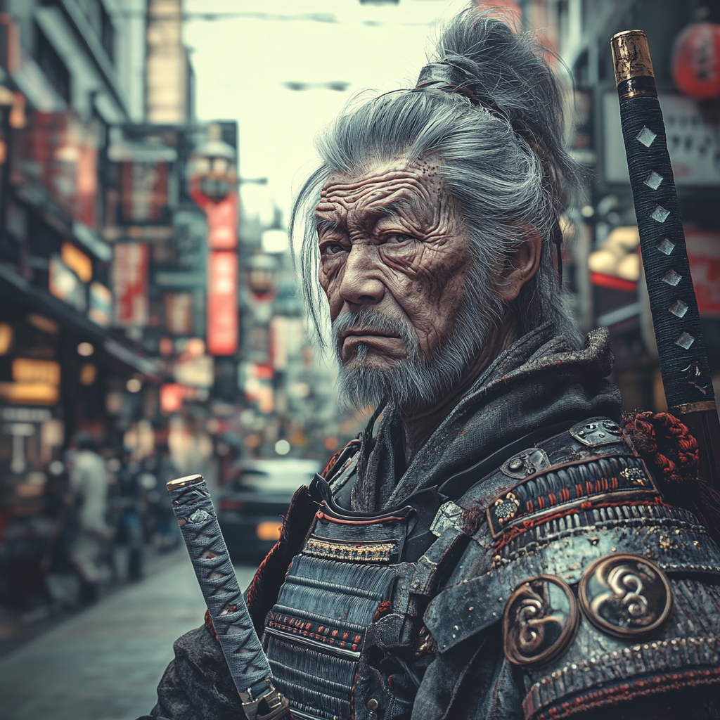 Old samurai awakens in modern Japan, lost and amazed.