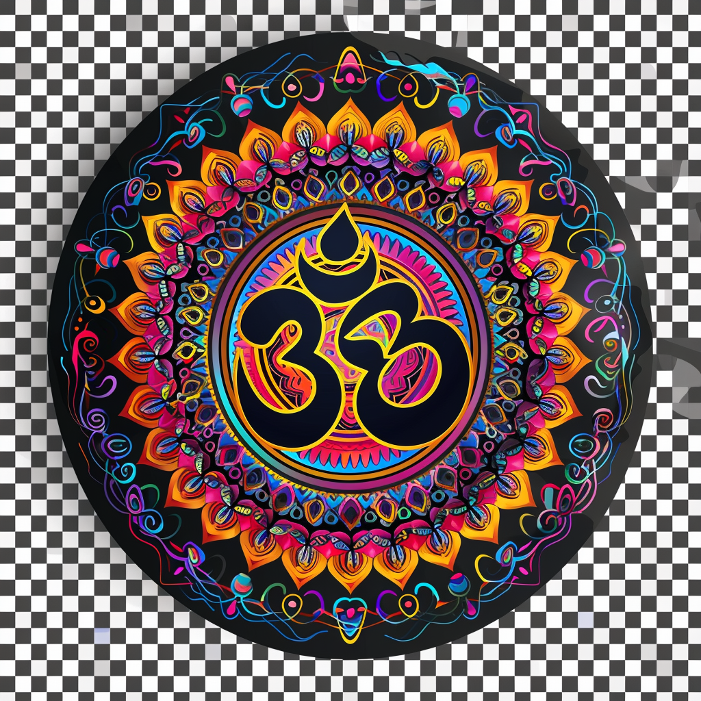 Om symbol in circle with space for text, elements