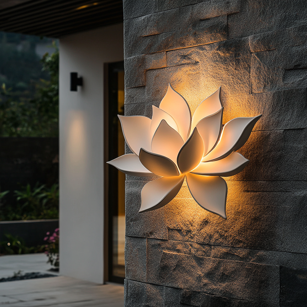 Outdoor wall lamp design mimicking elegant magnolia flower.