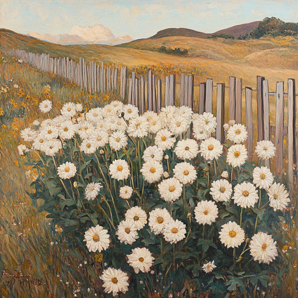 Painting of Picking Chrysanthemums in Fertile Land