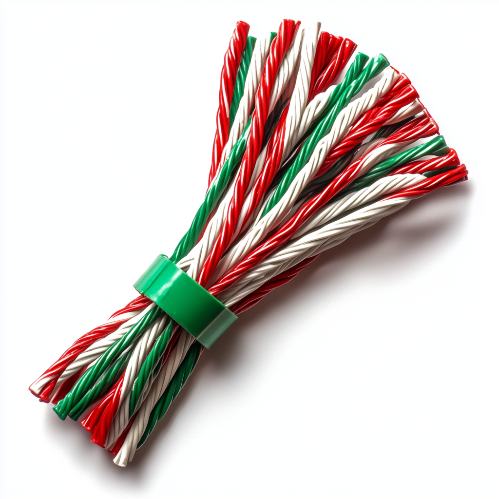 Pair of wires in red and white coming from block.